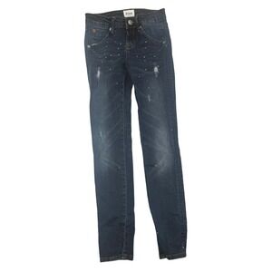 Hudson Kids Girls Blue Denim‎ Embellished Distressed Skinny Jeans Size 8